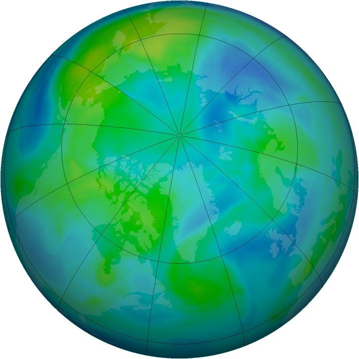 Arctic ozone map for 11 October 2007